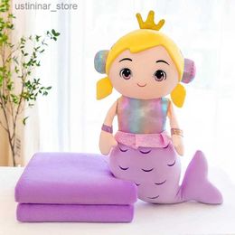 Stuffed Plush Animals 75cm Mermaid Dolls with Blanket Filled Cotton Stuffed Plush Toy for Girls Princess Rag Dolls Plush Mermaid Pillow Cushion Kids L47