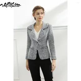 Women's Jackets Coats For Women 2024 Autumn Classic Versatile Grey Tweed & Thin Small Short Jacket One Button Pocket Lady