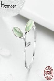Whole Green Leaves Tree Buds Female Finger Rings Opening Adjustable Beauty Girl Women Anniversary Party Birthday Sterling Sil7932649