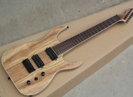 Cables 7 Strings Natural Wood Colour Electric Guitar with Humbuckers Pickups 24 Frets Rosewood Fretboard