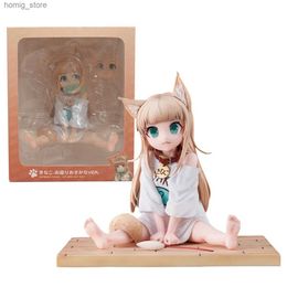 Action Toy Figures Anime Figure GOLDEN HEAD My Cat Is A Kawaii Girl PVC Hobby Sakura Soybean Flour Sit And Eat Fish Model Doll Toys 14cm Y240415