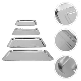 Plates Stainless Steel Serving Tray Rectangular Cookie Sheet Fruit Snack Plate Dessert Dish For Home Restaurant 4