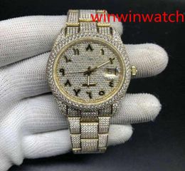 Arabic Dial Watch Diamond Watch Luxury Iced Out Watch ETA Automatic 40MM Men gold Waterproof 904L Stainless Set CZ Diamond2125906