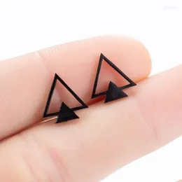 Stud Earrings SMJEL Fashion Bohemian Vintage Jewelry Small Black Geometric Triangle Stainless Steel Earring Gift For Women Girl