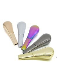 Wholes Zinc alloy Rainbow color rainbow spoon pipe gift box packaging spoon Shape with Cover metal smoking Pipe DWE66171735015