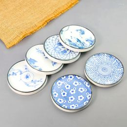 Tea Trays Retro Chinese Blue And White Porcelain Saucer Cup Mat Caviar Sauce Dish Plate Ceramic Coffee Holder Tableware