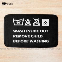 Bath Mats Oddly Specific Funny White Text Wash Well Inside Out Remove Child Before Washing Instructions Targeted Sayings Mat