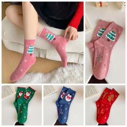 Women Socks Christmas Cotton Santa Claus Snowman Mid-Tube Gingerbread Man Cloth Accessories Cartoon Hosiery Gift