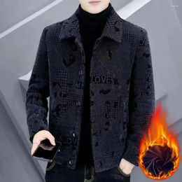 Men's Jackets Men Thermal Jacket Thick Warm Lapel Winter Coat With Windproof Buttons Long Sleeve Mid Length Casual For Fall