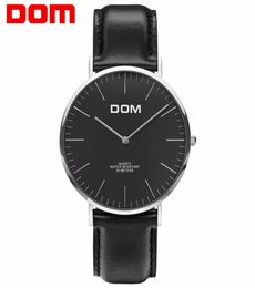 DOM Watches Men Top Luxury Brand Black Silver Leather Quartz Wrist Men Watch Waterproof Fashion Casual Male Dress Clock M366517140