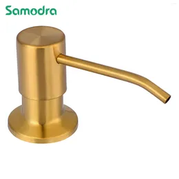 Liquid Soap Dispenser SAMODRA Gold With For Kitchen Sink Premium Stainless Steel Pump Head Brushed Nickel Replacement