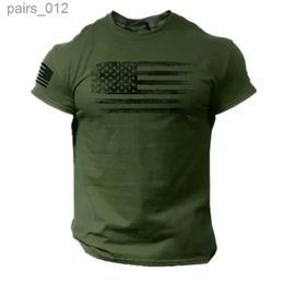 Men's T-Shirts 2024 Mens Soldier Short sleeved T-shirt Sports Training Summer Shirt Casual Breathable Quick Drying Star Stripe Plus Size yq240415