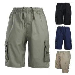 Men's Pants Summer Shorts Solid Colour Mid Waist All Match Wear-resistant Cargo For Daily Wear