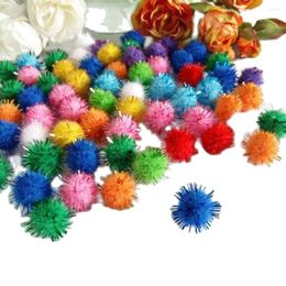 Decorative Flowers 150Pcs/lot Soft Pompom Balls Glitter Pom Poms Early Learning Creative Christmas Home Decoration Handmade Craft