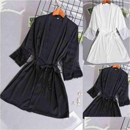 Women'S Robe Customised Production Of Lace Y Pyjamas Imitation Silk And Home Clothes 211201 Drop Delivery Apparel Underwear Dhmni