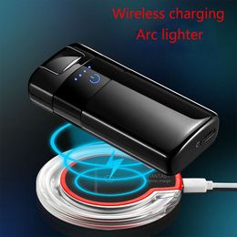 New Wireless Charging Dual Arc USB Plasma Lighter Touch Screen Switch Metal Windproof Pulse Lighter Men's Gift with Gift Box