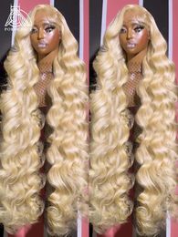 Brazilian 30 40 inches Body Wave 613 Honey Blonde HD Transparent Lace Front Human Hair Wigs 13x6 Lace Frontal Wig Glueless Wig 240408