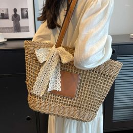 Storage Bags Fashion Decoration French Woven Bag Summer Large Capacity Hand For Women Single Shoulder Literary Straw Crossbody