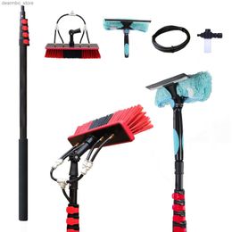Cleaning Brushes 20ft Water Fed Pole Brush with Squeeee Kit Hih Reach Window Cleanin Tool 6 Metres Extension Solar Panel Cleaner For Household L49