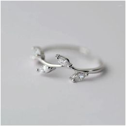 Cluster Rings Genuine Sier Plated Jewellery Korean Version Of The Beautif Tree Branches Open Crystal R064 Drop Delivery Ring Dhpeq