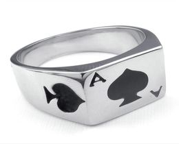 Selling Jewelry Mens Stainless Steel Ring Poker Spade Ace Personalized fashion 316L stainless steel ring8486529