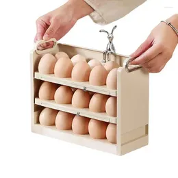 Storage Bottles Egg Dispenser For Refrigerator 3 Layers Anti Slip Side Door Box Automatic Rolling Rack Basket