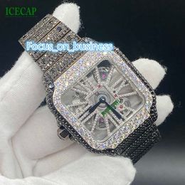 Niestandardowy moda luksusowy zegarek diamentowy Piękny mrożony na zewnątrz VVS MOISSANITE Watch Waterproof Mechanical Watches dla mężczyzn i kobiet