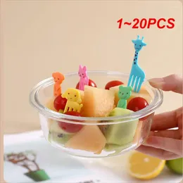 Forks 1-20PCS Animal Fruit Fork Grade Plastic Mini Cartoon Kids Cake Toothpick Bento Lunch Dessert Accessories Party Decor