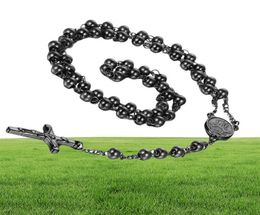 Men039s Women039s Stainless Steel Pendant Necklace Christ Jesus Crucifix Rosary Beads Ball Chain301O4247622