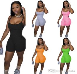Designer Women Short Jumpsuits Pyjama Summer Onesies Sleeveless Playsuits Rompers Plus Size Dhl Solid Colour Lady Clothes2722401