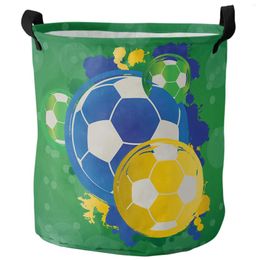 Laundry Bags Football Green Graffiti Athletic Foldable Basket Large Capacity Waterproof Clothes Storage Organiser Kid Toy Bag