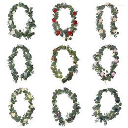 Decorative Flowers 190cm Garland Artificial Rose With Vine For Table Runner