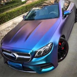 Window Stickers Chameleon Car Wrapping Film Self Adhesive Matte Metallic DIY Decal Color Changing Decorative Protection