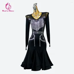 Stage Wear Latin Clothes Cabaret Dress Dance Skirt Jumpsuit Women's Formal Practise Fringed Suit Girl Outfit Line Sport Costume Party Samba