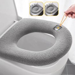 Toilet Seat Covers Winter Warm Cover With Handle Comfortable Thicker Soft Washable Closestool Warmer Accessories O-shaped Bidet