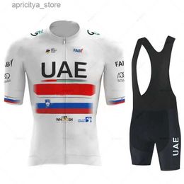 Cycling Jersey Sets France UAE 2023 Cycling Jersey Set Summer Cycling Clothing Road Bike Shirts Suit Bicyc Bib Shorts MTB Ropa Ciclismo Maillot L48