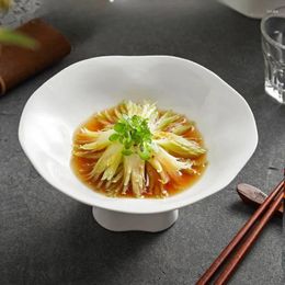 Plates Flower-shaped High-legged Dessert Plate Fruit High-grade El Restaurant Display Disc Cold Dish Tray Private Cuisine Pan