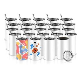 12oz Sublimation Blanks Hip Flasks Straight Stainless Steel Tumblers with Sublimation Shrink Wrap Great DIY Gift for Friend C0615X9725256