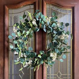 Decorative Flowers 22 Inch Artificial Eucalyptus Garland For Front Door Window Porch Farmhouse Garden Party Wedding Christmas Decoration