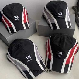 Paris printed double baseball cap Family Stripe Racing Letter Embroidered Baseball Men's and Women's Fashion Leisure Sports Sunshade Duck Tongue Hat