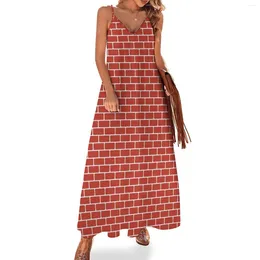 Casual Dresses Brick Wall Pattern With Red Bricks Sleeveless Dress Summer Women 2024 Womens For Woman