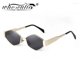 Sunglasses 2024 Vintage Metal Frame Pilot Polygon Women Men Brand Designer Trendy Luxury Punk Sun Glasses Shades UV400 Male W210