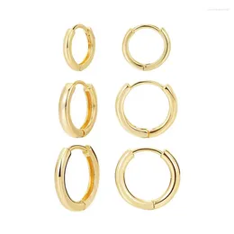 Hoop Earrings 14K Gold Plated Hoops 3 Pairs Shiny Polished Hypoallergenic Lightweight Light Luxury For Women Girls Gift