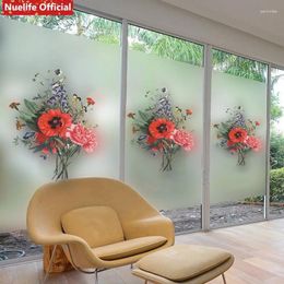 Window Stickers Custom A Bouquet Of Flowers Pattern Electrostatic Frosted Glass Film Living Room Bedroom Wedding Kids Door