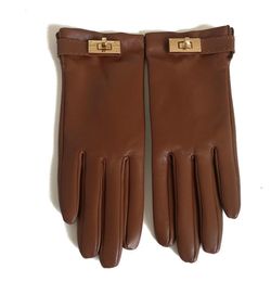 Hs Same Style Autumn and Winter British Imported Sheepskin Leather Gloves Womens Thin Short Driving Warm Hand Touch Screen Repair5314139