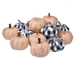 Decorative Flowers Fall Harvest Decor Prop 8PCS Artificial Pumpkins Autumn Ornaments Halloween Burlap Pumpkin Thanksgiving Banquet Home