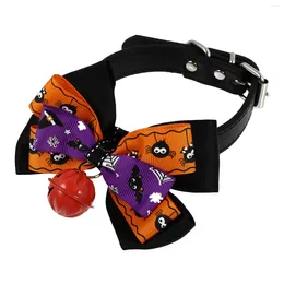 Dog Apparel Pet Bow Tie Cat Bell Decor Collar Halloween Decoration Adjustable Neck Gift