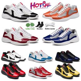 New designer shoes Americas Cup Xl Casual Shoes Patent Leather Flat green black Trainers Sneakers fashion America Cup for Men Lace-up White Sneaker yellow Soft Rubber