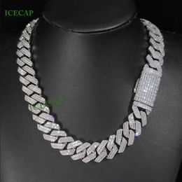 Customization Cuban Chain 925 Sterling Silver Vvs Moissanite Baguette Miami Hiphop Cuban Link Chain Necklace