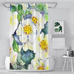 Shower Curtains Flowers White Yellow Bathroom Pattern Texture Painting Waterproof Partition Home Decor Accessories
